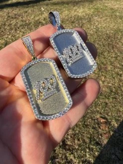 MOISSANITE Hip Hop 925 Silver / Gold Keep It 100 Dog Tag Iced Pendant Necklace 28 MOISSANITE Hip Hop 925 Silver / Gold Keep It 100 Dog Tag Iced Pendant Necklace -Harlem Bling Shop harlembling moissanite hip hop 925 silver gold keep it 100 dog tag iced pendant necklace 39775.1674235923
