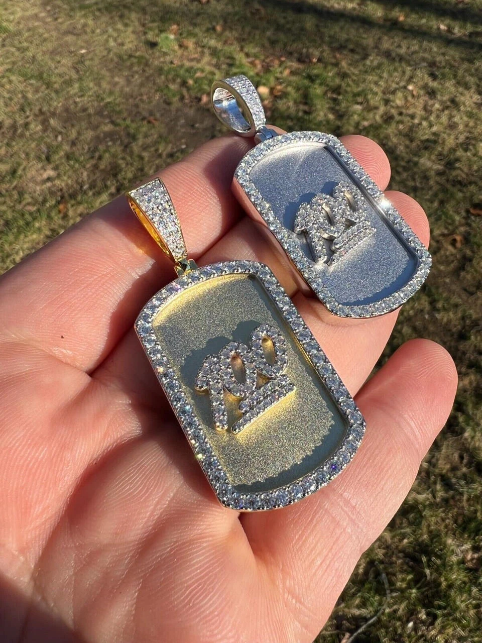 MOISSANITE Hip Hop 925 Silver / Gold Keep It 100 Dog Tag Iced Pendant Necklace 10 MOISSANITE Hip Hop 925 Silver / Gold Keep It 100 Dog Tag Iced Pendant Necklace - Image 8