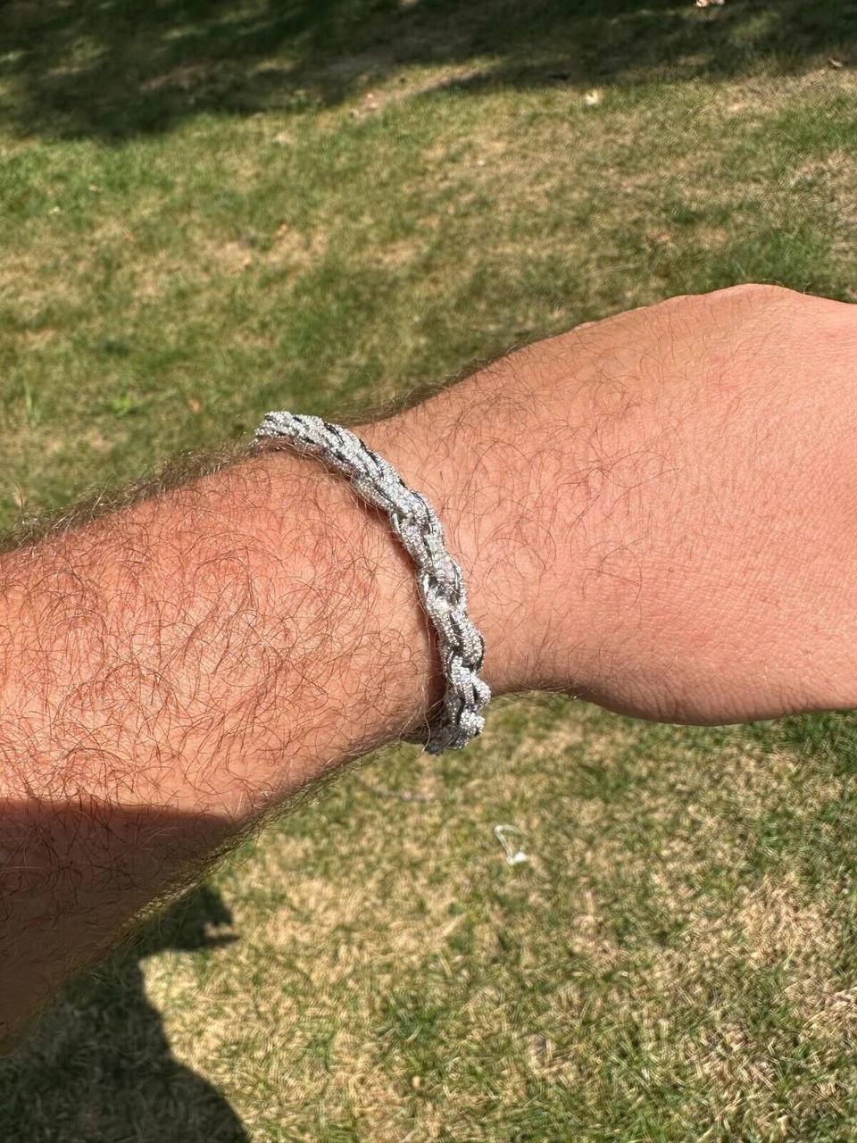 MOISSANITE Hip Hop Rope Bracelet Iced Real Solid 925 Sterling Silver 7.5mm Mens 7 MOISSANITE Hip Hop Rope Bracelet Iced Real Solid 925 Sterling Silver 7.5mm Mens - Image 5