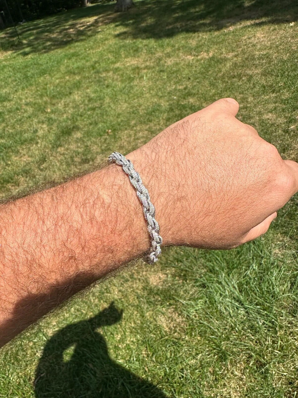 MOISSANITE Hip Hop Rope Bracelet Iced Real Solid 925 Sterling Silver 7.5mm Mens 5 MOISSANITE Hip Hop Rope Bracelet Iced Real Solid 925 Sterling Silver 7.5mm Mens - Image 3