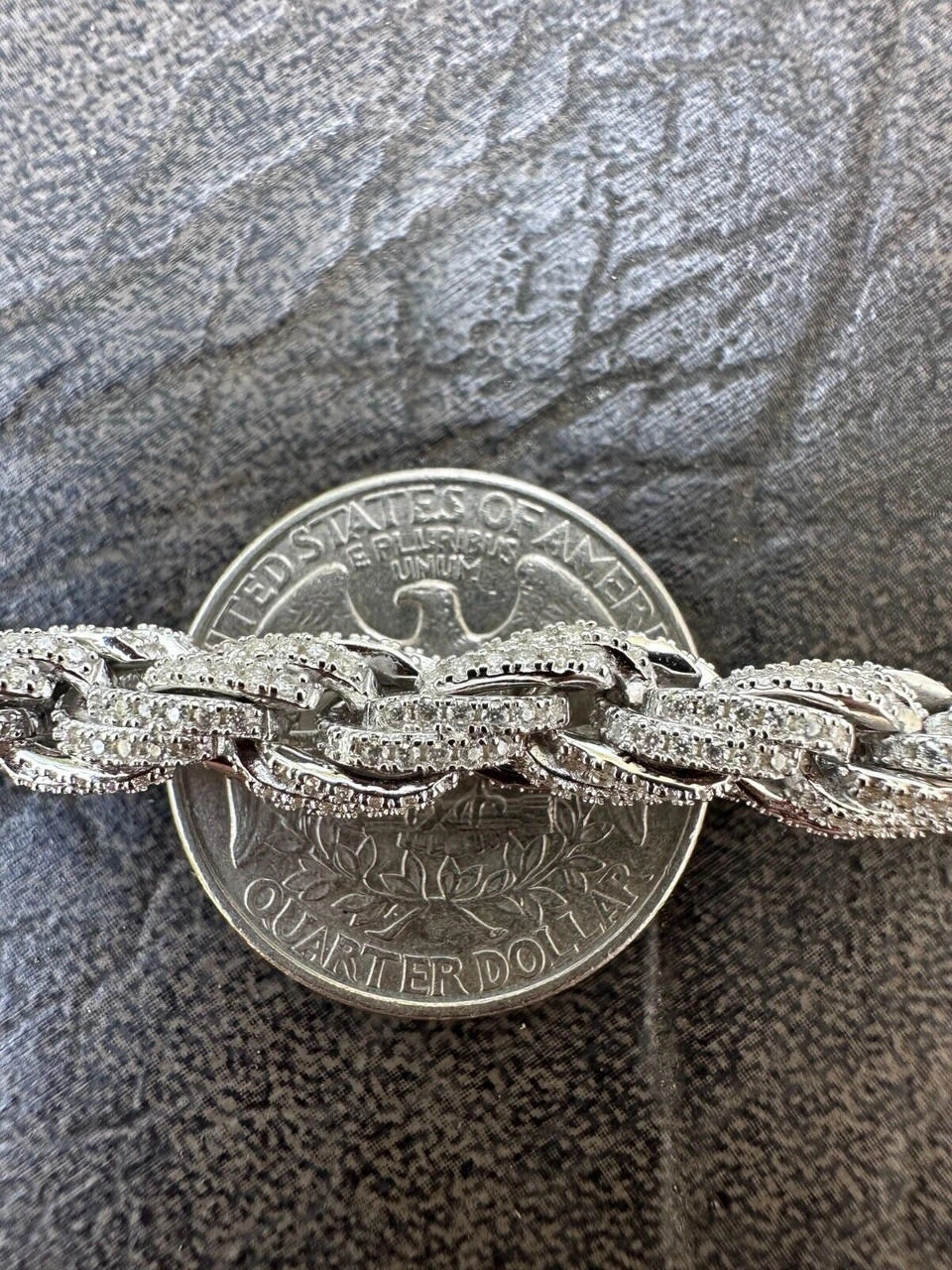 MOISSANITE Hip Hop Rope Bracelet Iced Real Solid 925 Sterling Silver 7.5mm Mens 4 MOISSANITE Hip Hop Rope Bracelet Iced Real Solid 925 Sterling Silver 7.5mm Mens - Image 2