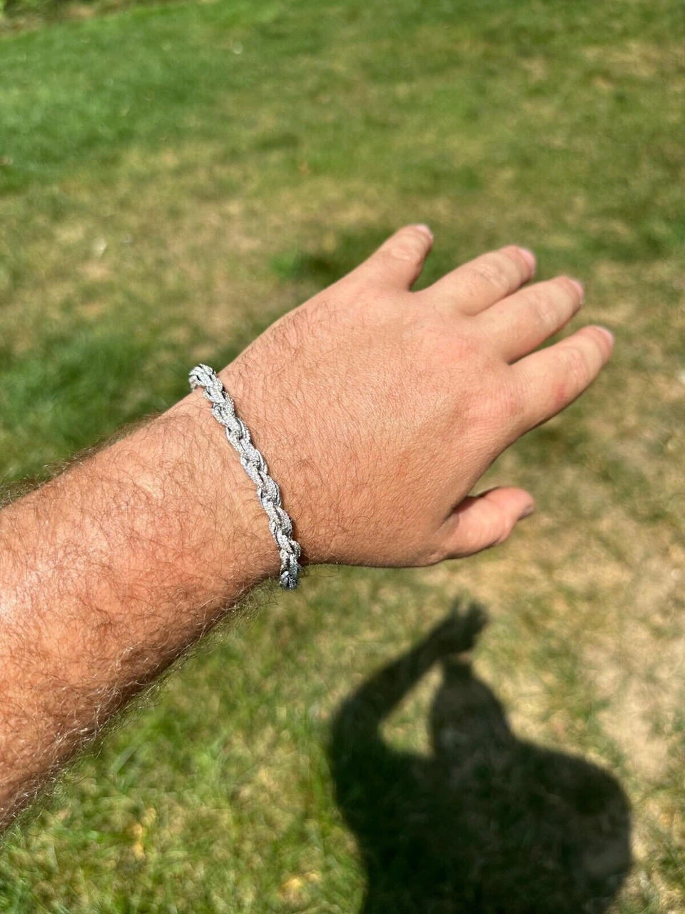 MOISSANITE Hip Hop Rope Bracelet Iced Real Solid 925 Sterling Silver 7.5mm Mens 10 MOISSANITE Hip Hop Rope Bracelet Iced Real Solid 925 Sterling Silver 7.5mm Mens - Image 8