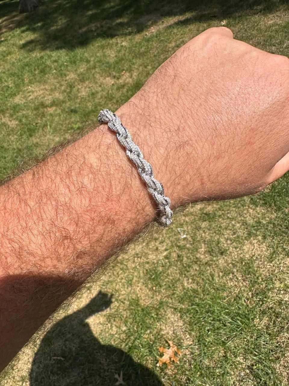 MOISSANITE Hip Hop Rope Bracelet Iced Real Solid 925 Sterling Silver 7.5mm Mens 6 MOISSANITE Hip Hop Rope Bracelet Iced Real Solid 925 Sterling Silver 7.5mm Mens - Image 4