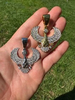 MOISSANITE Horus W. Ankh Pendant Real 925 Silver / Gold Iced Egyptian Necklace -Harlem Bling Shop harlembling moissanite horus w ankh pendant real 925 silver gold iced egyptian necklace 08559.1696386072