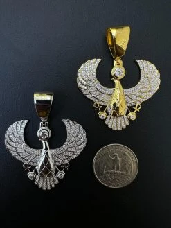 MOISSANITE Horus W. Ankh Pendant Real 925 Silver / Gold Iced Egyptian Necklace -Harlem Bling Shop harlembling moissanite horus w ankh pendant real 925 silver gold iced egyptian necklace 66292.1696386037