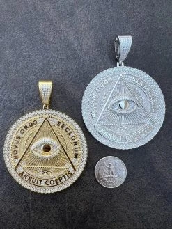 MOISSANITE Huge 3" All Seeing Illuminati Eye Masonic Medallion Necklace Silver 23 MOISSANITE Huge 3" All Seeing Illuminati Eye Masonic Medallion Necklace Silver -Harlem Bling Shop harlembling moissanite huge 3 all seeing illuminati eye masonic medallion necklace silver 08840.1674235881