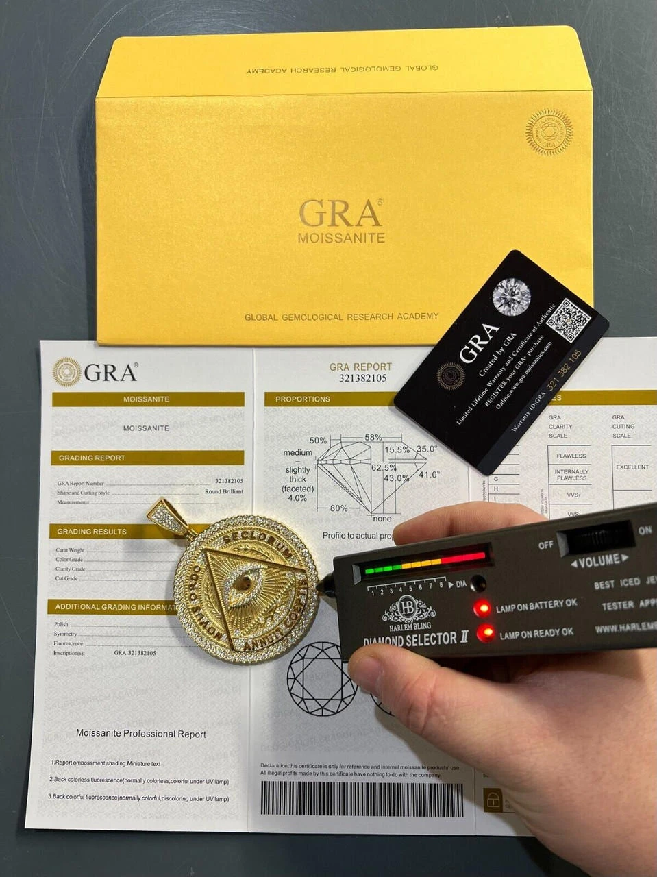 MOISSANITE Huge 3" All Seeing Illuminati Eye Masonic Medallion Necklace Silver 19 MOISSANITE Huge 3" All Seeing Illuminati Eye Masonic Medallion Necklace Silver - Image 17