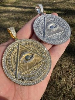 MOISSANITE Huge 3" All Seeing Illuminati Eye Masonic Medallion Necklace Silver 33 MOISSANITE Huge 3" All Seeing Illuminati Eye Masonic Medallion Necklace Silver -Harlem Bling Shop harlembling moissanite huge 3 all seeing illuminati eye masonic medallion necklace silver 60161.1674235947