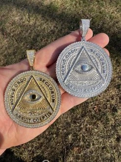 MOISSANITE Huge 3" All Seeing Illuminati Eye Masonic Medallion Necklace Silver 32 MOISSANITE Huge 3" All Seeing Illuminati Eye Masonic Medallion Necklace Silver -Harlem Bling Shop harlembling moissanite huge 3 all seeing illuminati eye masonic medallion necklace silver 63985.1674235940
