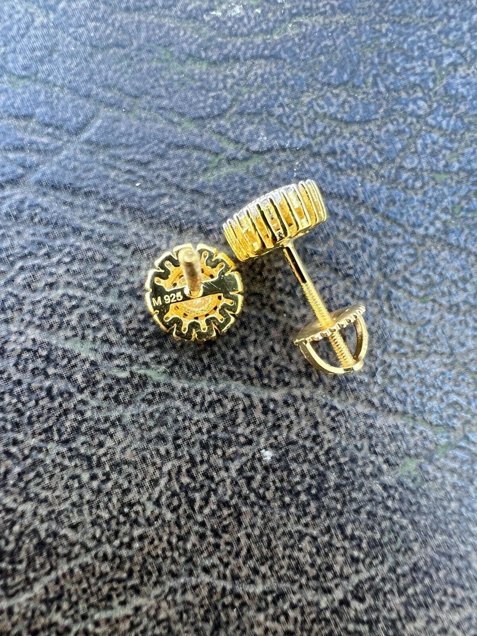 MOISSANITE Iced 14k Gold Vermeil Out 8mm Earrings Round Studs Pass Diamond Test 12 MOISSANITE Iced 14k Gold Vermeil Out 8mm Earrings Round Studs Pass Diamond Test - Image 10