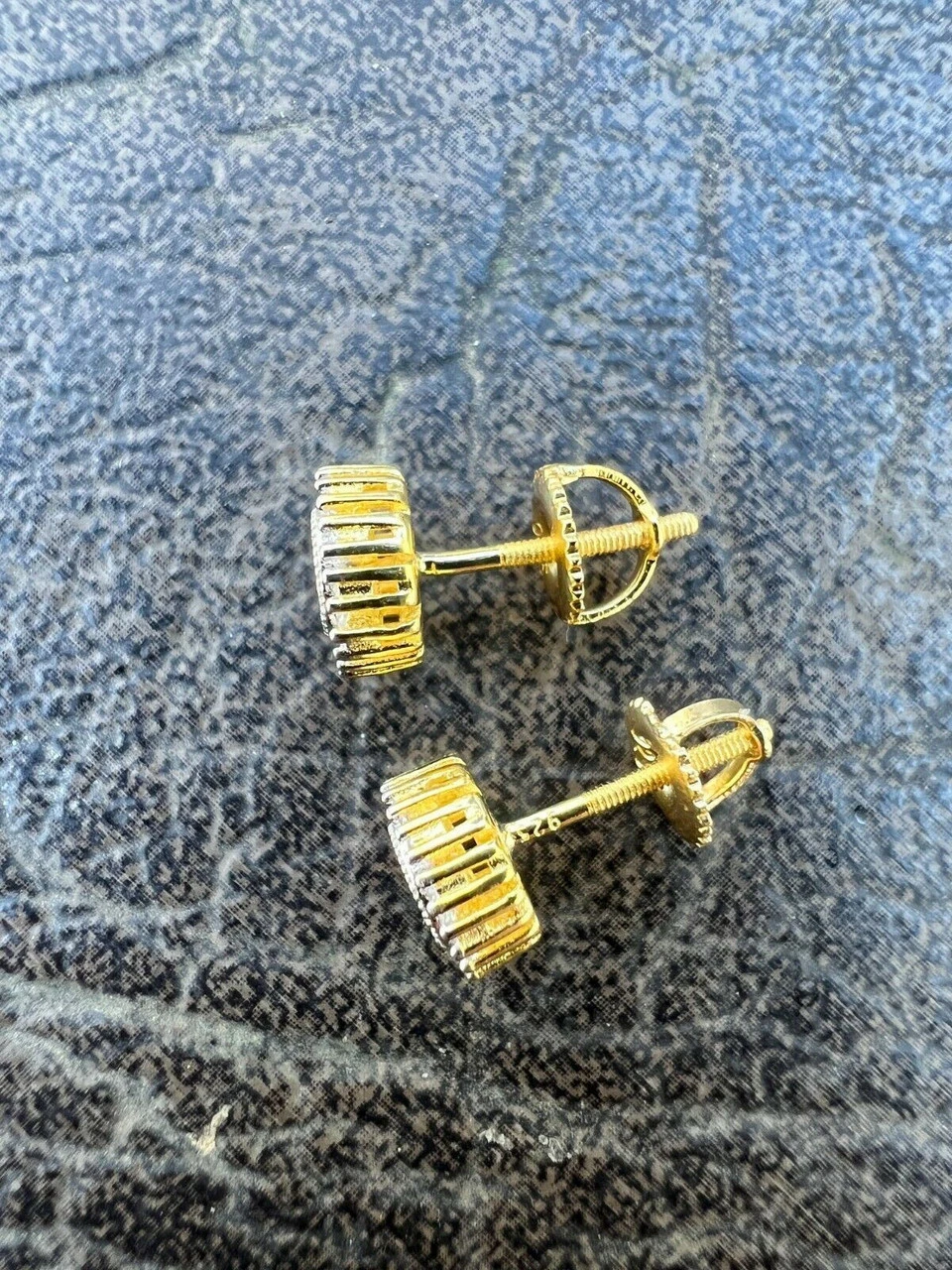 MOISSANITE Iced 14k Gold Vermeil Out 8mm Earrings Round Studs Pass Diamond Test 8 MOISSANITE Iced 14k Gold Vermeil Out 8mm Earrings Round Studs Pass Diamond Test - Image 6