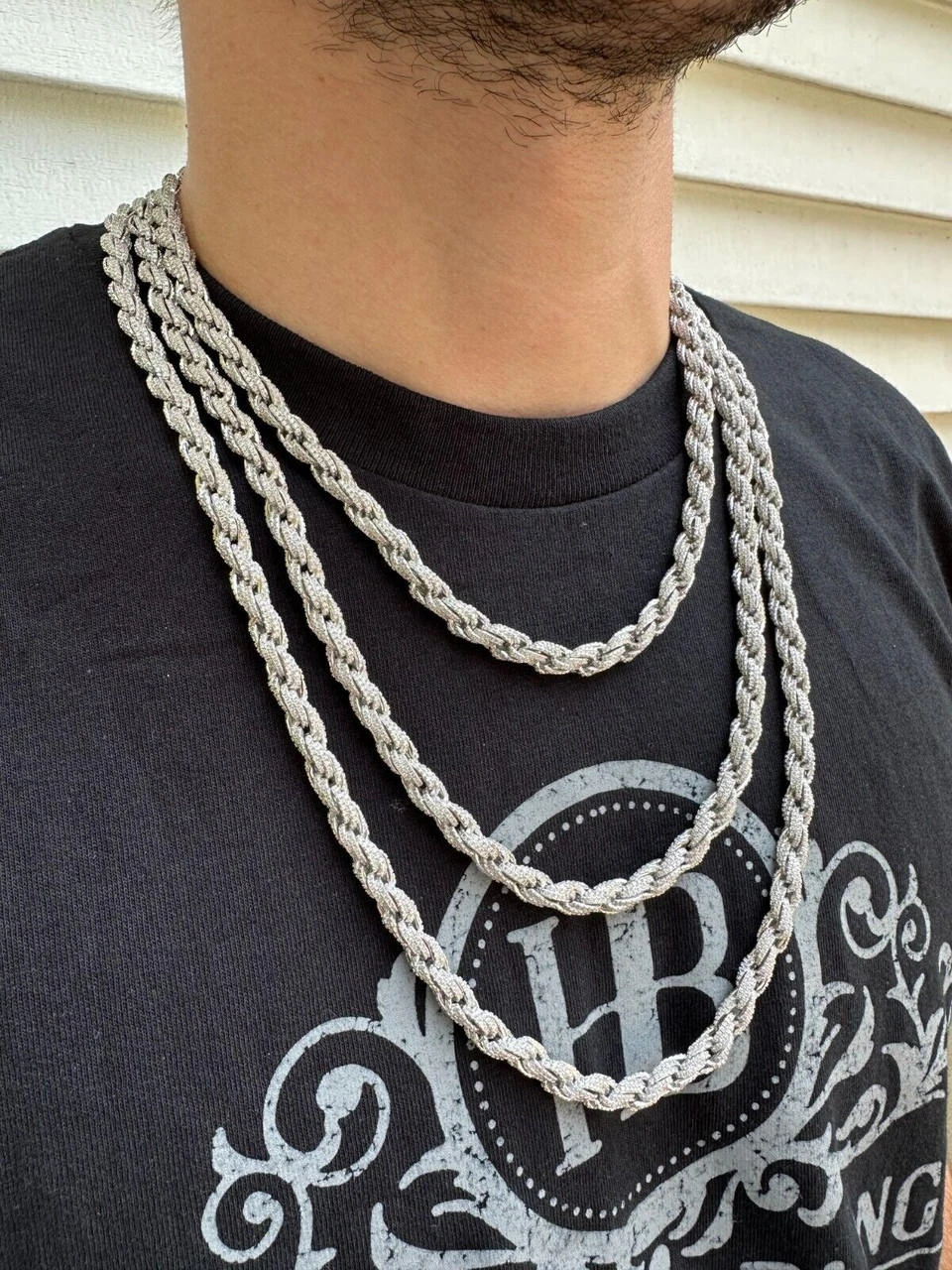 MOISSANITE Iced 7.5mm Rope Chain Necklace Real 925 Silver Men's Hip Hop 16-28" 10 MOISSANITE Iced 7.5mm Rope Chain Necklace Real 925 Silver Men's Hip Hop 16-28" - Image 8