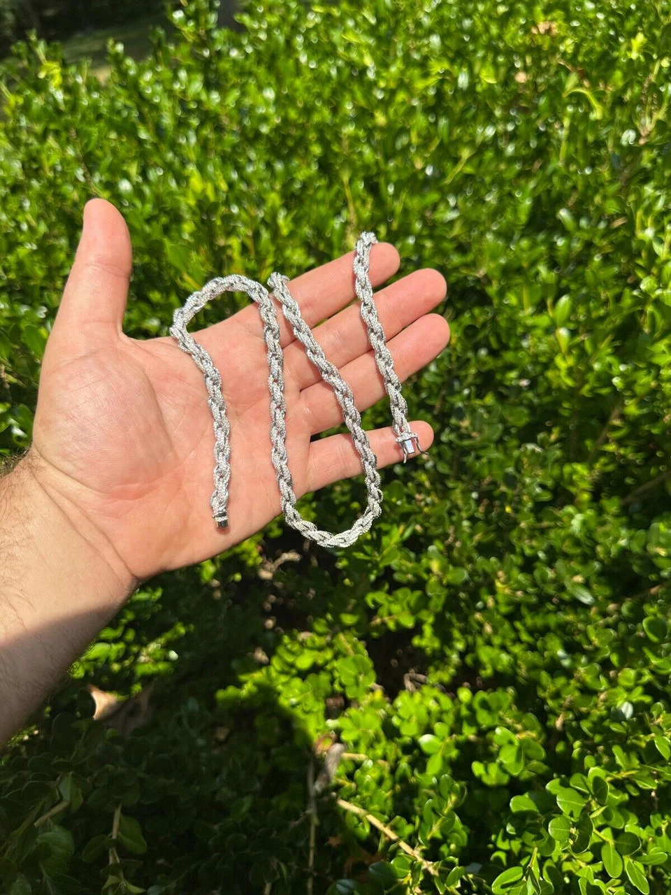 MOISSANITE Iced 7.5mm Rope Chain Necklace Real 925 Silver Men's Hip Hop 16-28" 6 MOISSANITE Iced 7.5mm Rope Chain Necklace Real 925 Silver Men's Hip Hop 16-28" - Image 4