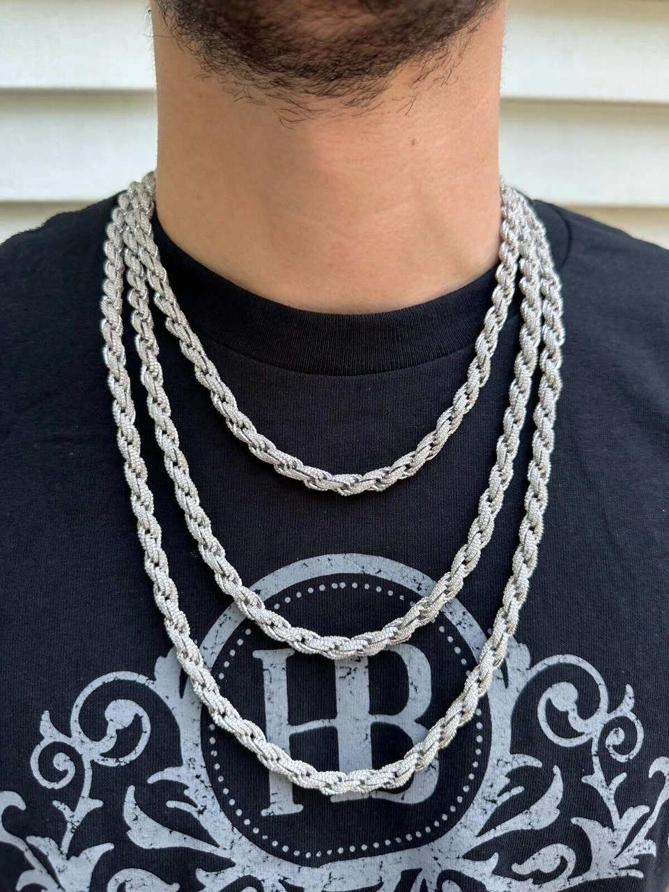 MOISSANITE Iced 7.5mm Rope Chain Necklace Real 925 Silver Men's Hip Hop 16-28" 12 MOISSANITE Iced 7.5mm Rope Chain Necklace Real 925 Silver Men's Hip Hop 16-28" - Image 10
