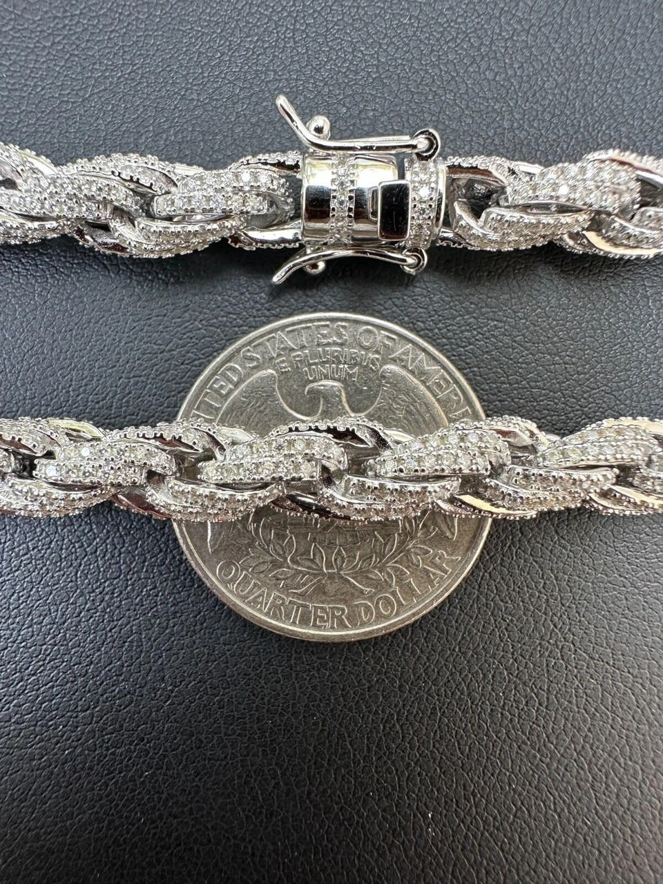 MOISSANITE Iced 7.5mm Rope Chain Necklace Real 925 Silver Men's Hip Hop 16-28" 14 MOISSANITE Iced 7.5mm Rope Chain Necklace Real 925 Silver Men's Hip Hop 16-28" - Image 12