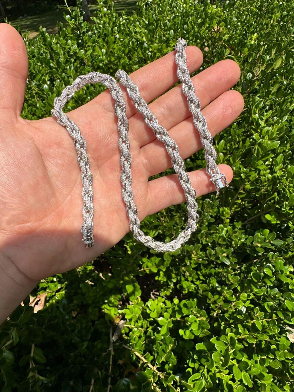 MOISSANITE Iced 7.5mm Rope Chain Necklace Real 925 Silver Men's Hip Hop 16-28" 20 MOISSANITE Iced 7.5mm Rope Chain Necklace Real 925 Silver Men's Hip Hop 16-28" - Image 18