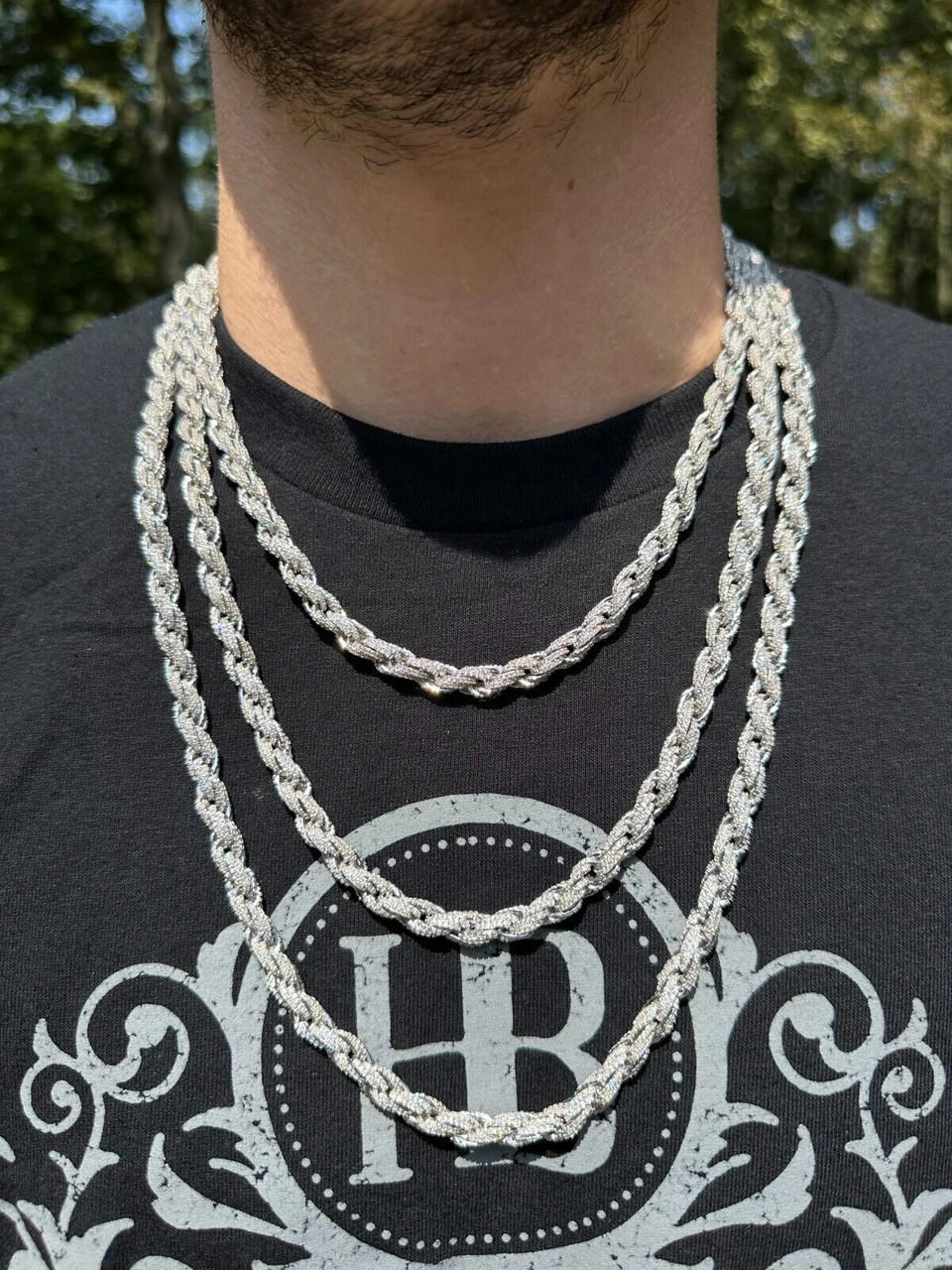 MOISSANITE Iced 7.5mm Rope Chain Necklace Real 925 Silver Men's Hip Hop 16-28" 18 MOISSANITE Iced 7.5mm Rope Chain Necklace Real 925 Silver Men's Hip Hop 16-28" - Image 16