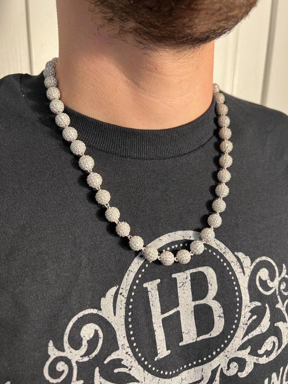 Moissanite Iced 925 Silver Moon Ball Disco Chain Necklace Passes Diamond Tester 22 Moissanite Iced 925 Silver Moon Ball Disco Chain Necklace Passes Diamond Tester - Image 20