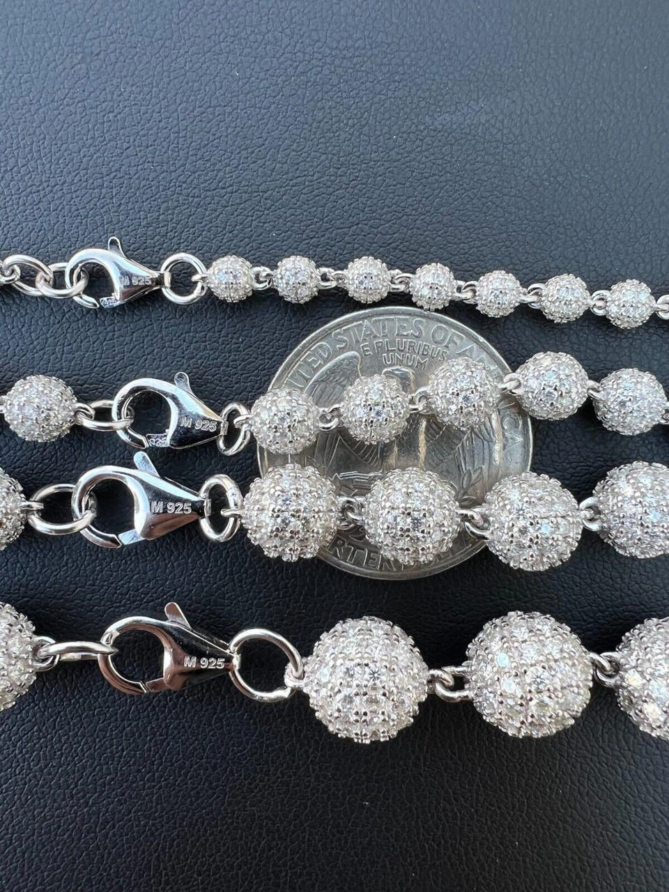 Moissanite Iced 925 Silver Moon Ball Disco Chain Necklace Passes Diamond Tester 10 Moissanite Iced 925 Silver Moon Ball Disco Chain Necklace Passes Diamond Tester - Image 8