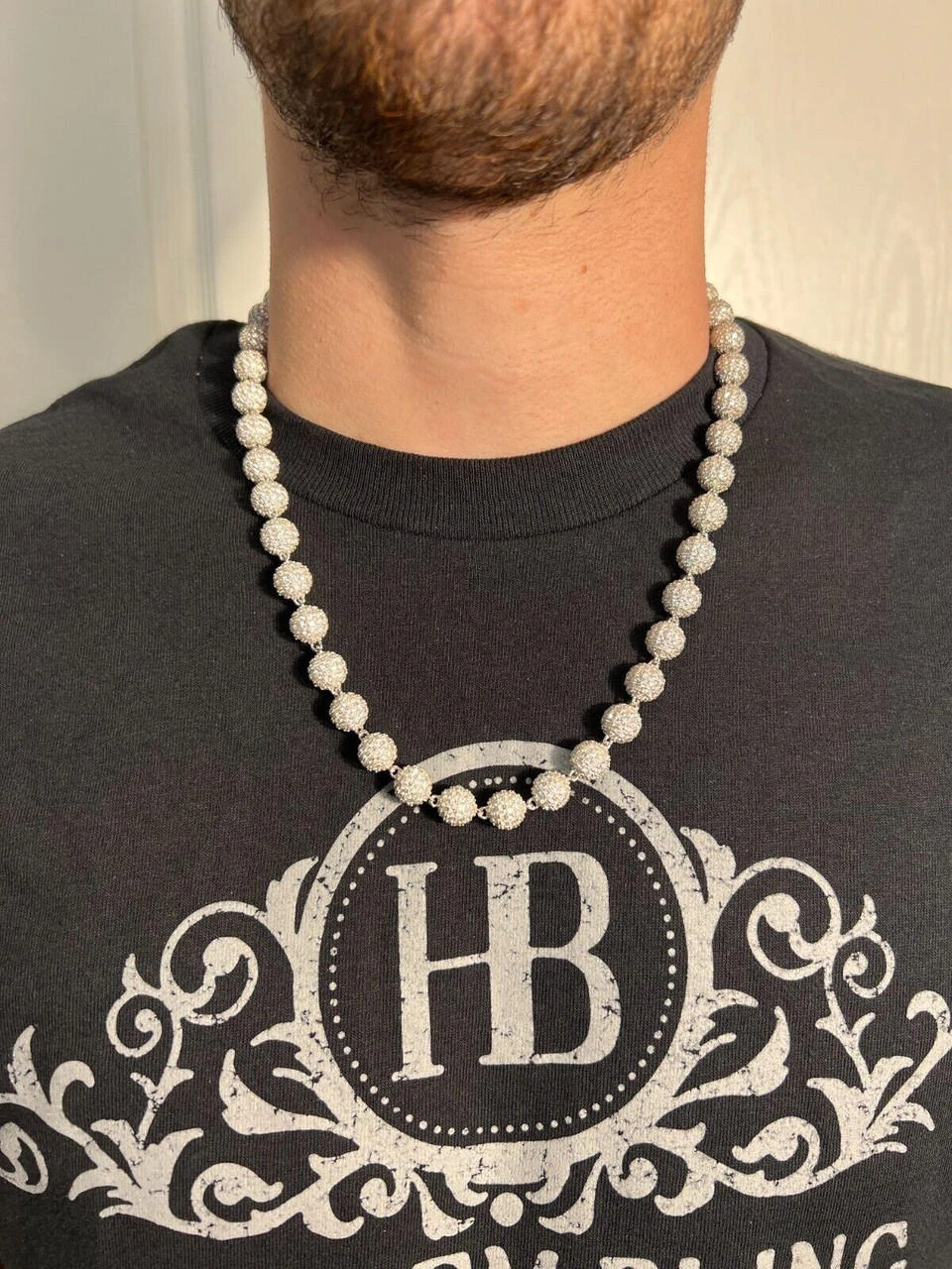 Moissanite Iced 925 Silver Moon Ball Disco Chain Necklace Passes Diamond Tester 8 Moissanite Iced 925 Silver Moon Ball Disco Chain Necklace Passes Diamond Tester - Image 6