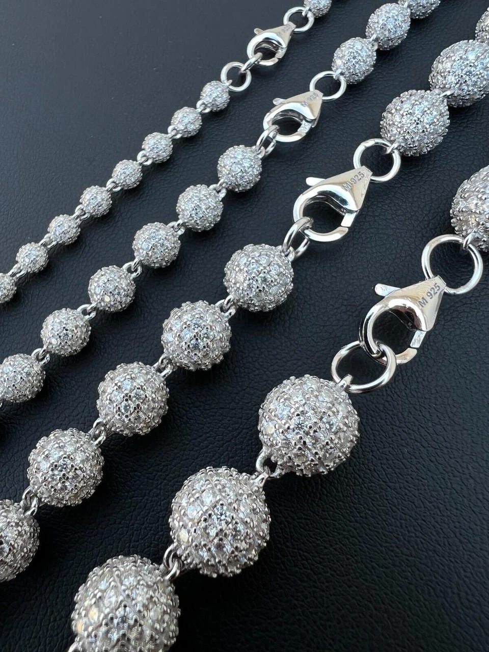 Moissanite Iced 925 Silver Moon Ball Disco Chain Necklace Passes Diamond Tester 5 Moissanite Iced 925 Silver Moon Ball Disco Chain Necklace Passes Diamond Tester - Image 3
