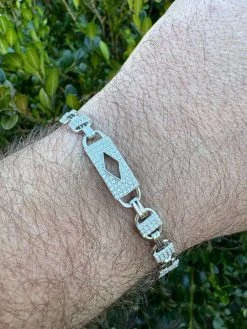 MOISSANITE Iced Custom Valentino Mariner Real 925 Silver Hip Hop Bracelet 10mm -Harlem Bling Shop harlembling moissanite iced custom valentino mariner real 925 silver hip hop bracelet 10mm 04751.1703048694