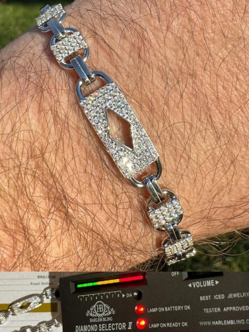 MOISSANITE Iced Custom Valentino Mariner Real 925 Silver Hip Hop Bracelet 10mm -Harlem Bling Shop harlembling moissanite iced custom valentino mariner real 925 silver hip hop bracelet 10mm 05577.1703048695