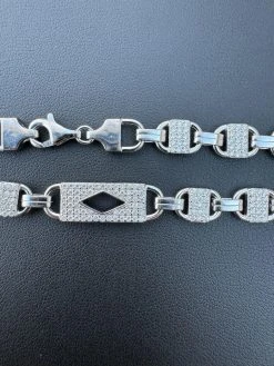 MOISSANITE Iced Custom Valentino Mariner Real 925 Silver Hip Hop Bracelet 10mm -Harlem Bling Shop harlembling moissanite iced custom valentino mariner real 925 silver hip hop bracelet 10mm 47929.1703048651