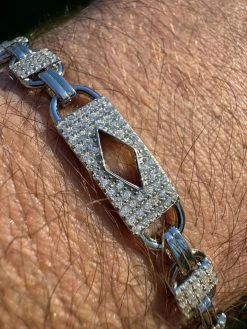 MOISSANITE Iced Custom Valentino Mariner Real 925 Silver Hip Hop Bracelet 10mm -Harlem Bling Shop harlembling moissanite iced custom valentino mariner real 925 silver hip hop bracelet 10mm 62932.1703048643