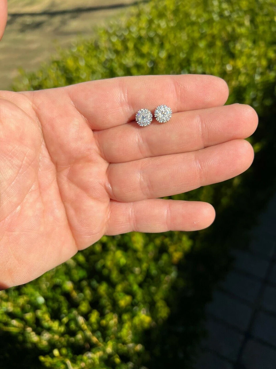 MOISSANITE Iced Hip Hop Out 8mm Earrings Round Cluster Studs Pass Diamond Tester 11 MOISSANITE Iced Hip Hop Out 8mm Earrings Round Cluster Studs Pass Diamond Tester - Image 9