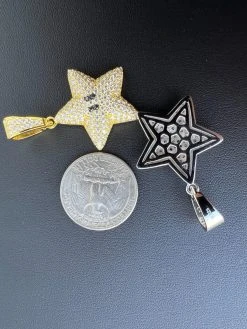 Moissanite Iced Mario Super Star 925 Silver /14k Gold Plated Pendant Necklace -Harlem Bling Shop harlembling moissanite iced mario super star 925 silver 14k gold plated pendant necklace 66557.1672505327