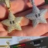 Moissanite Iced Mario Super Star 925 Silver /14k Gold Plated Pendant Necklace -Harlem Bling Shop harlembling moissanite iced mario super star 925 silver 14k gold plated pendant necklace 97356.1672505329