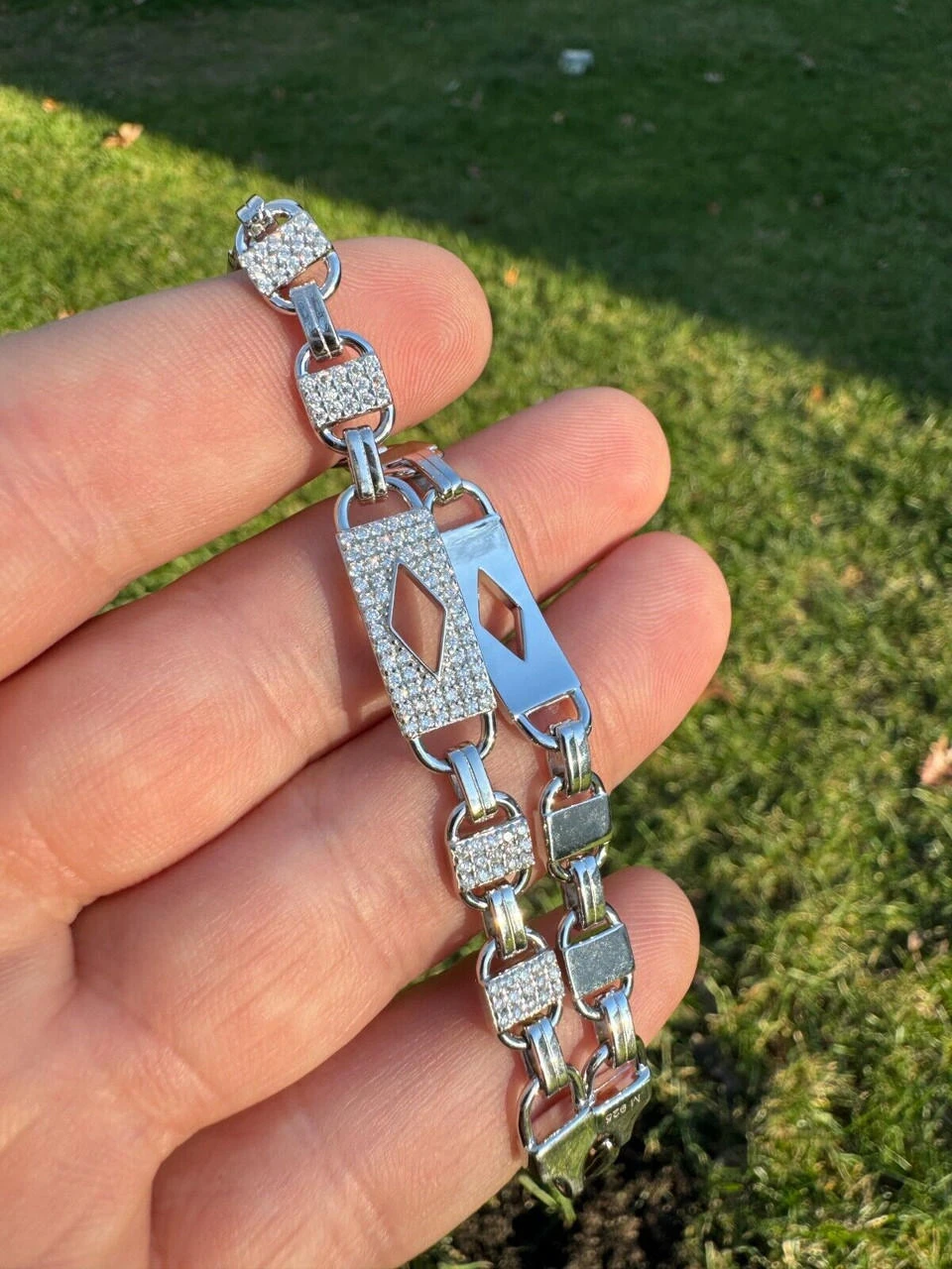 MOISSANITE Iced Valentino Mariner Chain Real 925 Silver Necklace Bracelet 10mm 15 MOISSANITE Iced Valentino Mariner Chain Real 925 Silver Necklace Bracelet 10mm - Image 13