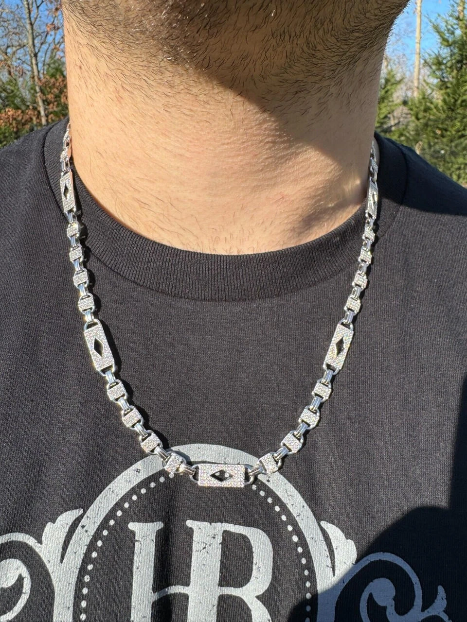 MOISSANITE Iced Valentino Mariner Chain Real 925 Silver Necklace Bracelet 10mm 19 MOISSANITE Iced Valentino Mariner Chain Real 925 Silver Necklace Bracelet 10mm - Image 17