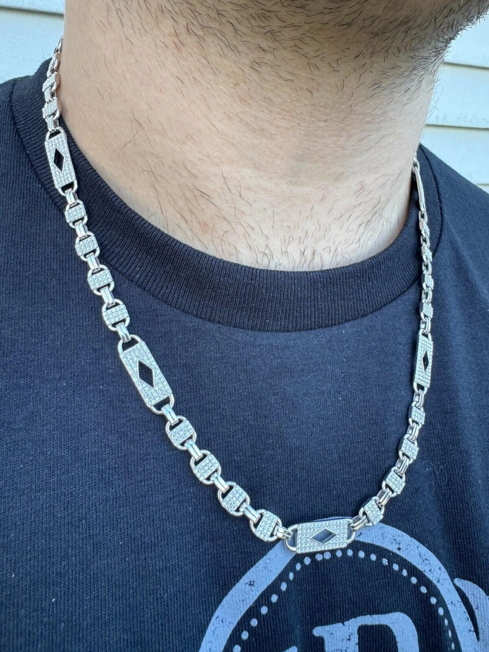 MOISSANITE Iced Valentino Mariner Chain Real 925 Silver Necklace Bracelet 10mm 17 MOISSANITE Iced Valentino Mariner Chain Real 925 Silver Necklace Bracelet 10mm - Image 15