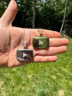 MOISSANITE Iced Youtube Play Button Pendant Real 925 Silver/Gold Plated Necklace 24 MOISSANITE Iced Youtube Play Button Pendant Real 925 Silver/Gold Plated Necklace -Harlem Bling Shop harlembling moissanite iced youtube play button pendant real 925 silvergold plated necklace 79391.1685655613