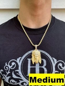 MOISSANITE Jesus Piece Iced Pendant Necklace - 14k Gold Vermeil Real 925 Sterling Silver -Sandblasted Matte Finish 26 MOISSANITE Jesus Piece Iced Pendant Necklace - 14k Gold Vermeil Real 925 Sterling Silver -Sandblasted Matte Finish -Harlem Bling Shop harlembling moissanite jesus piece iced pendant necklace 14k gold vermeil real 925 sterling silver sandblasted matte finish 34939.1685655532