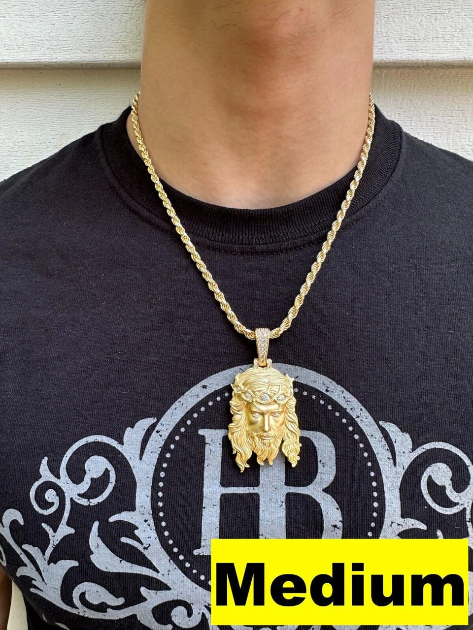 MOISSANITE Jesus Piece Iced Pendant Necklace - 14k Gold Vermeil Real 925 Sterling Silver -Sandblasted Matte Finish 7 MOISSANITE Jesus Piece Iced Pendant Necklace - 14k Gold Vermeil Real 925 Sterling Silver -Sandblasted Matte Finish - Image 5