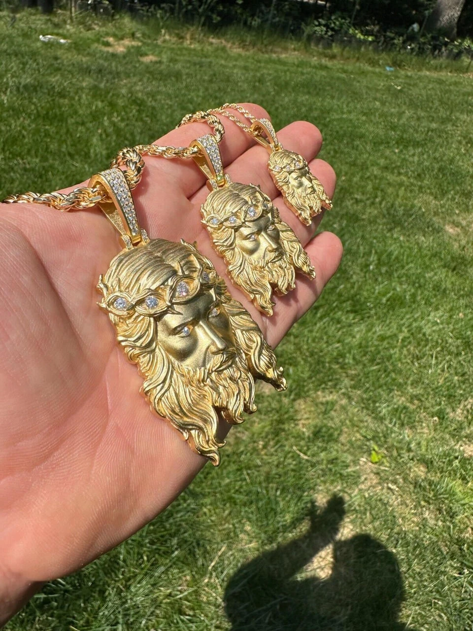 MOISSANITE Jesus Piece Iced Pendant Necklace - 14k Gold Vermeil Real 925 Sterling Silver -Sandblasted Matte Finish 22 MOISSANITE Jesus Piece Iced Pendant Necklace - 14k Gold Vermeil Real 925 Sterling Silver -Sandblasted Matte Finish - Image 20