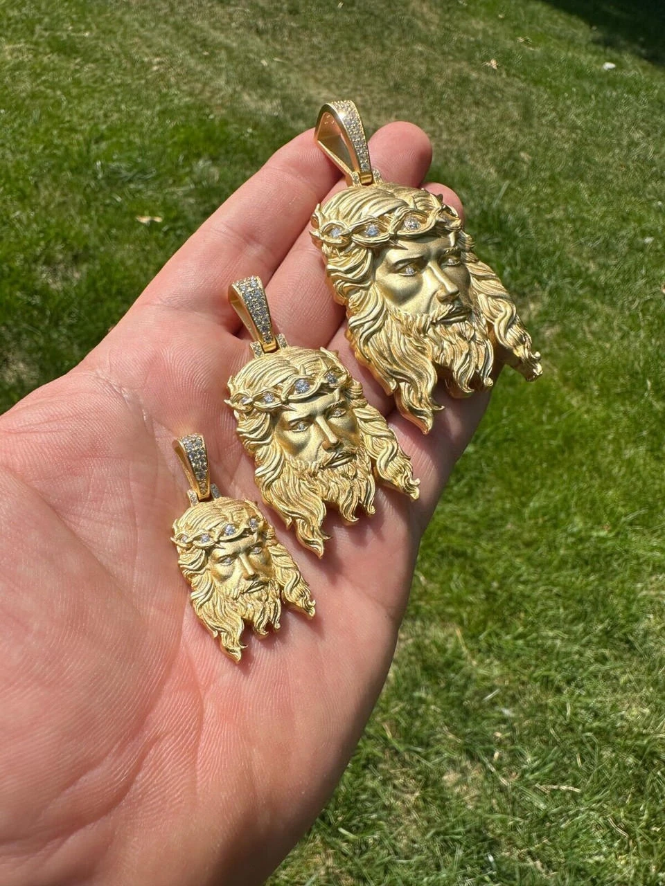 MOISSANITE Jesus Piece Iced Pendant Necklace - 14k Gold Vermeil Real 925 Sterling Silver -Sandblasted Matte Finish 16 MOISSANITE Jesus Piece Iced Pendant Necklace - 14k Gold Vermeil Real 925 Sterling Silver -Sandblasted Matte Finish - Image 14