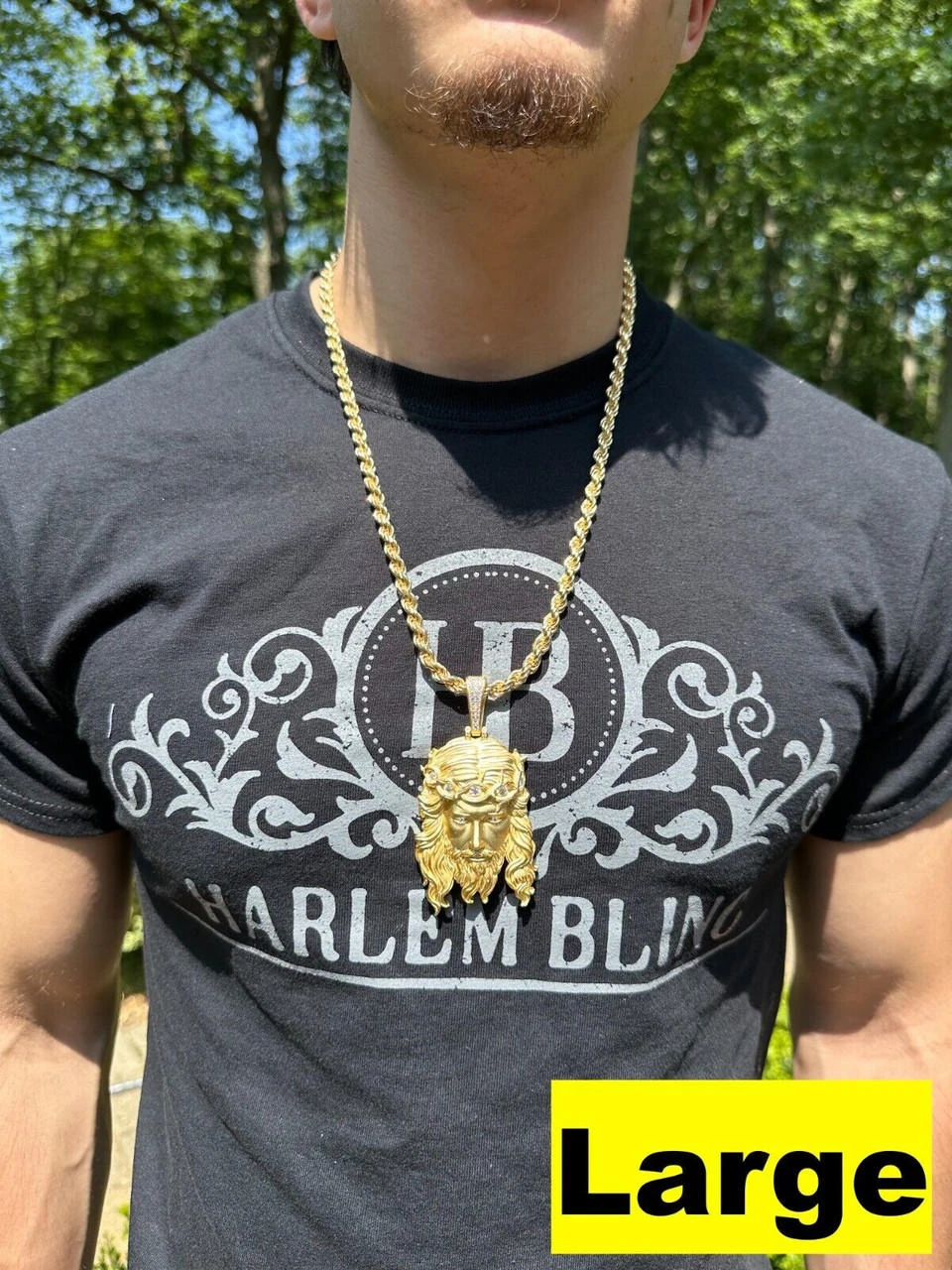 MOISSANITE Jesus Piece Iced Pendant Necklace - 14k Gold Vermeil Real 925 Sterling Silver -Sandblasted Matte Finish 10 MOISSANITE Jesus Piece Iced Pendant Necklace - 14k Gold Vermeil Real 925 Sterling Silver -Sandblasted Matte Finish - Image 8