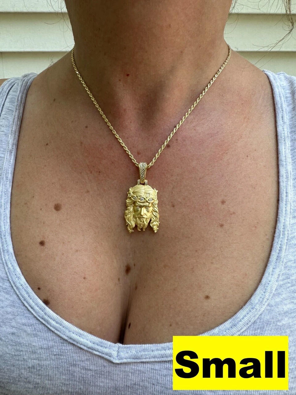 MOISSANITE Jesus Piece Iced Pendant Necklace - 14k Gold Vermeil Real 925 Sterling Silver -Sandblasted Matte Finish 8 MOISSANITE Jesus Piece Iced Pendant Necklace - 14k Gold Vermeil Real 925 Sterling Silver -Sandblasted Matte Finish - Image 6