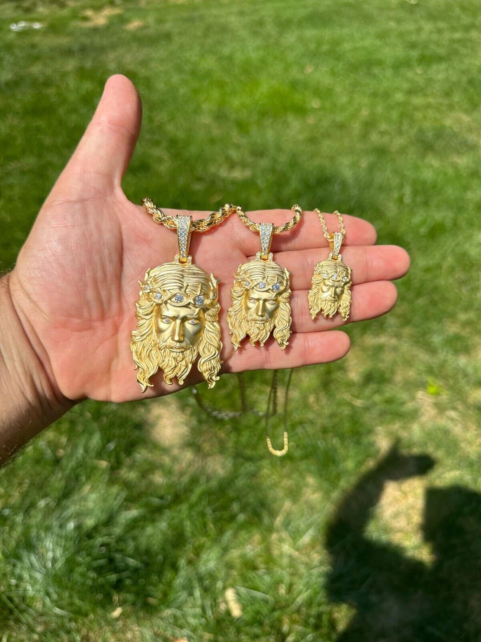 MOISSANITE Jesus Piece Iced Pendant Necklace - 14k Gold Vermeil Real 925 Sterling Silver -Sandblasted Matte Finish 21 MOISSANITE Jesus Piece Iced Pendant Necklace - 14k Gold Vermeil Real 925 Sterling Silver -Sandblasted Matte Finish - Image 19