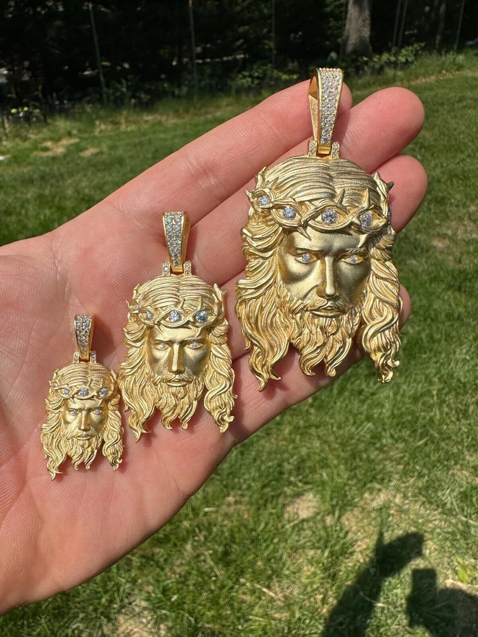 MOISSANITE Jesus Piece Iced Pendant Necklace - 14k Gold Vermeil Real 925 Sterling Silver -Sandblasted Matte Finish 19 MOISSANITE Jesus Piece Iced Pendant Necklace - 14k Gold Vermeil Real 925 Sterling Silver -Sandblasted Matte Finish - Image 17