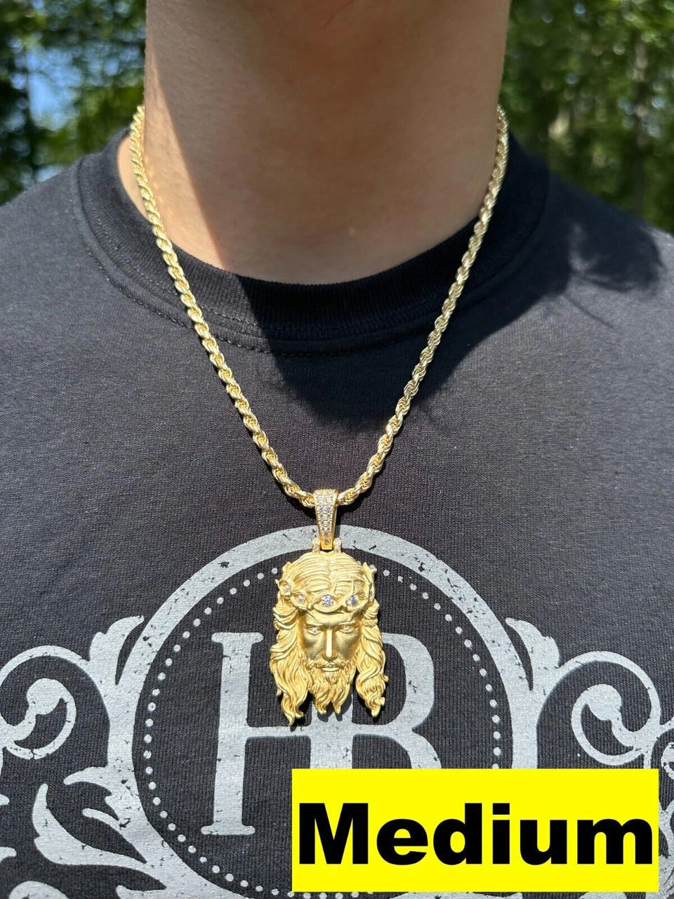 MOISSANITE Jesus Piece Iced Pendant Necklace - 14k Gold Vermeil Real 925 Sterling Silver -Sandblasted Matte Finish 13 MOISSANITE Jesus Piece Iced Pendant Necklace - 14k Gold Vermeil Real 925 Sterling Silver -Sandblasted Matte Finish - Image 11