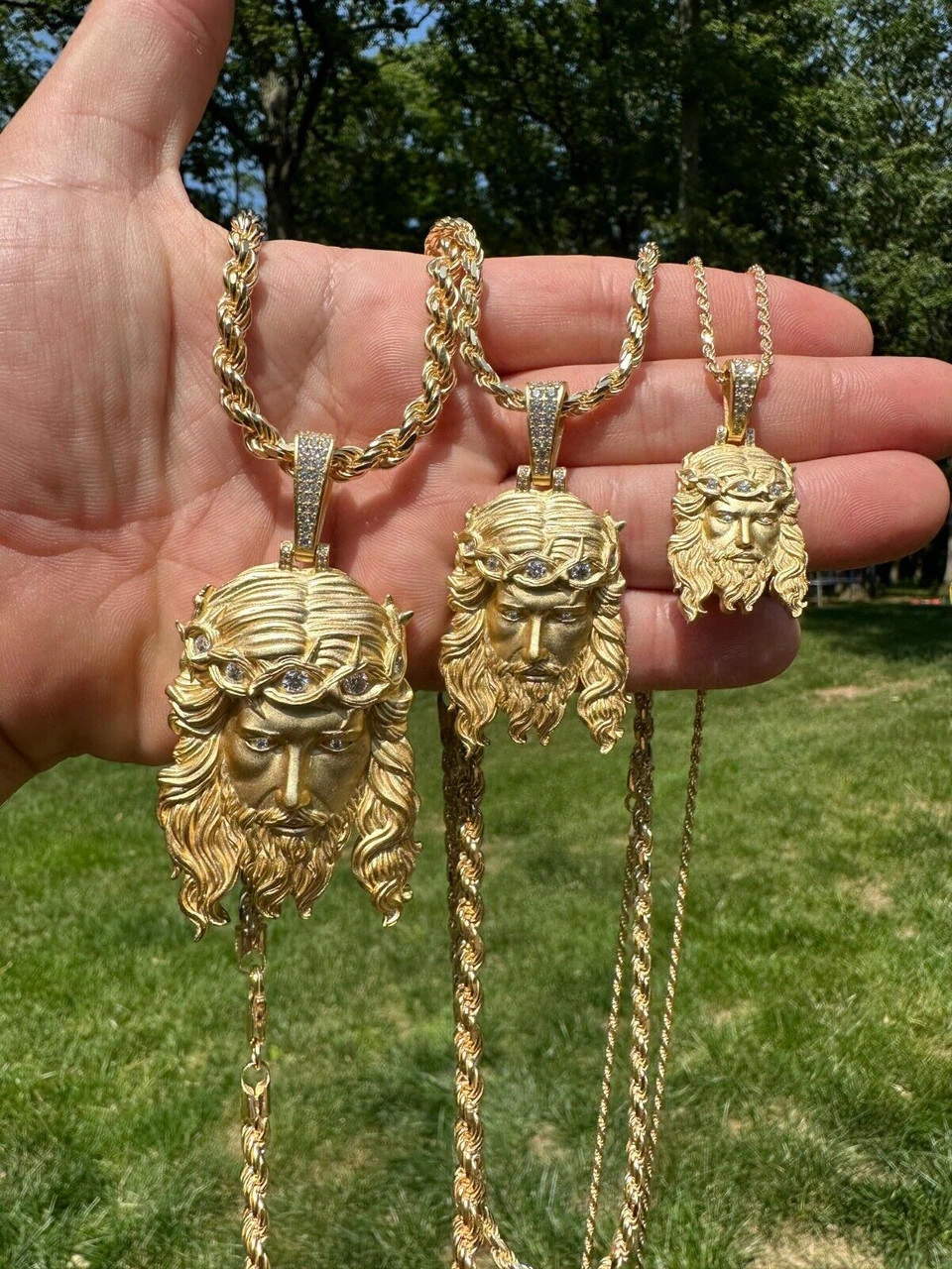 MOISSANITE Jesus Piece Iced Pendant Necklace - 14k Gold Vermeil Real 925 Sterling Silver -Sandblasted Matte Finish 20 MOISSANITE Jesus Piece Iced Pendant Necklace - 14k Gold Vermeil Real 925 Sterling Silver -Sandblasted Matte Finish - Image 18