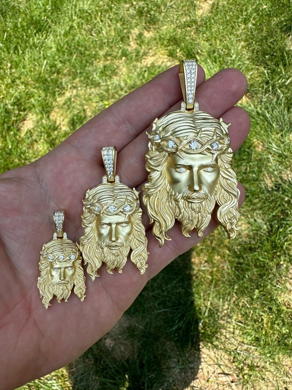 MOISSANITE Jesus Piece Iced Pendant Necklace - 14k Gold Vermeil Real 925 Sterling Silver -Sandblasted Matte Finish 15 MOISSANITE Jesus Piece Iced Pendant Necklace - 14k Gold Vermeil Real 925 Sterling Silver -Sandblasted Matte Finish - Image 13