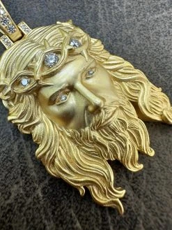 MOISSANITE Jesus Piece Iced Pendant Necklace - 14k Gold Vermeil Real 925 Sterling Silver -Sandblasted Matte Finish 24 MOISSANITE Jesus Piece Iced Pendant Necklace - 14k Gold Vermeil Real 925 Sterling Silver -Sandblasted Matte Finish -Harlem Bling Shop harlembling moissanite jesus piece iced pendant necklace 14k gold vermeil real 925 sterling silver sandblasted matte finish 75587.1685655484