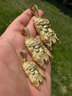 MOISSANITE Jesus Piece Iced Pendant Necklace - 14k Gold Vermeil Real 925 Sterling Silver -Sandblasted Matte Finish 37 MOISSANITE Jesus Piece Iced Pendant Necklace - 14k Gold Vermeil Real 925 Sterling Silver -Sandblasted Matte Finish -Harlem Bling Shop harlembling moissanite jesus piece iced pendant necklace 14k gold vermeil real 925 sterling silver sandblasted matte finish 77738.1685655777