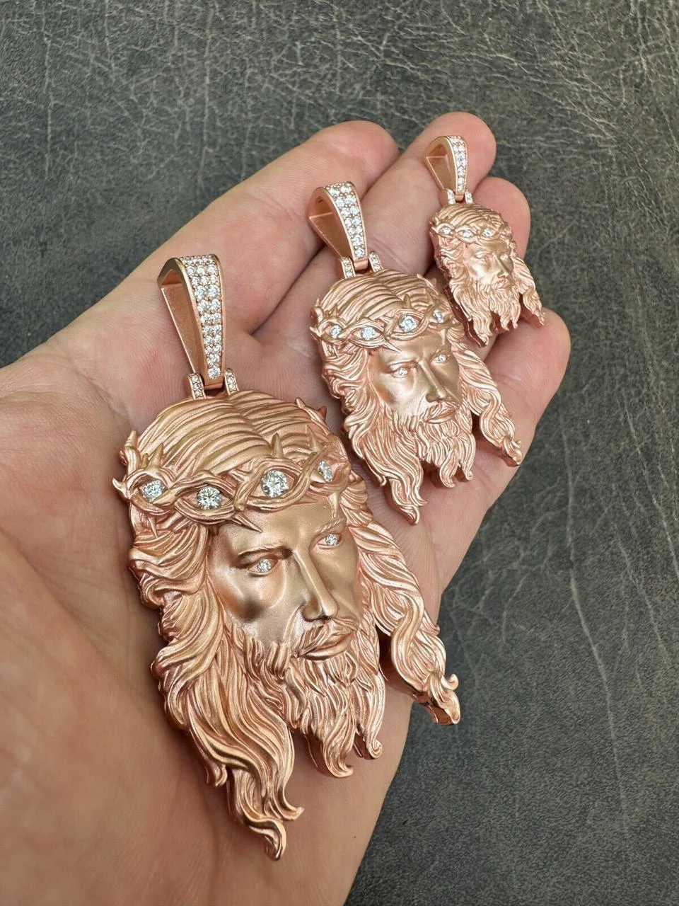 MOISSANITE Jesus Piece Iced Pendant Necklace - 14k Rose Gold Vermeil Real 925 Sterling Silver -Sandblasted Matte Finish 19 MOISSANITE Jesus Piece Iced Pendant Necklace - 14k Rose Gold Vermeil Real 925 Sterling Silver -Sandblasted Matte Finish - Image 17